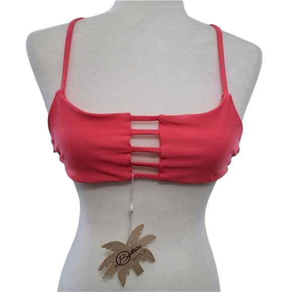 Bettinis Swimwear Pink Cut Out Strappy Bikini Top - NWT - Picture 1 of 7